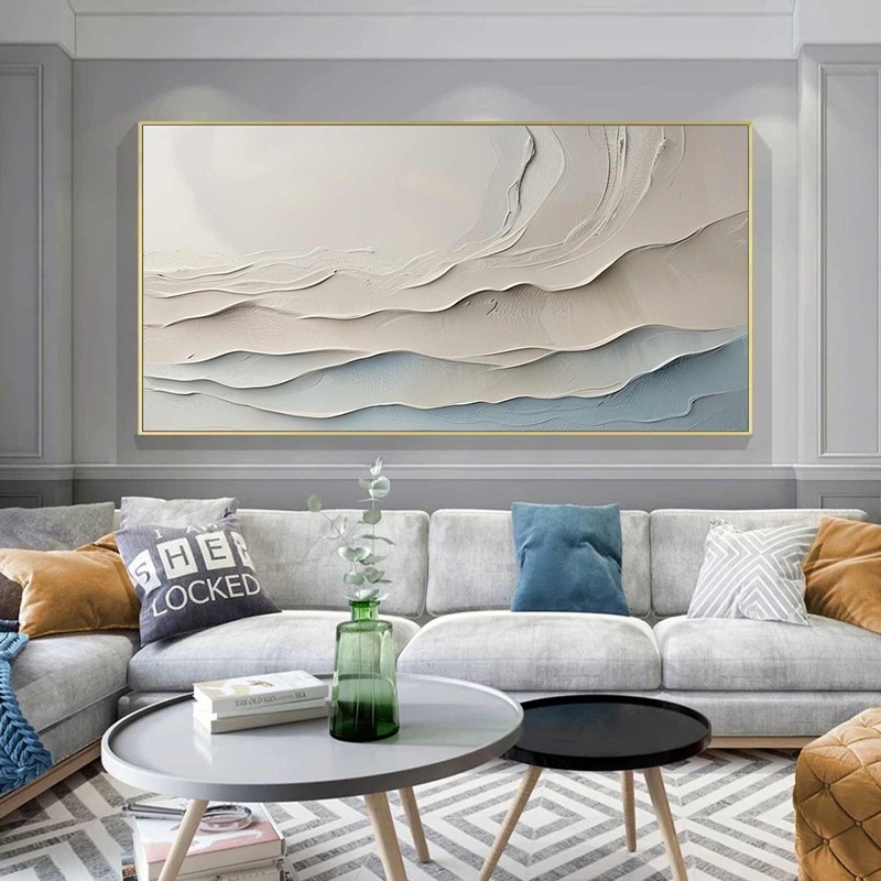 Textured White Wave Painting for Homes