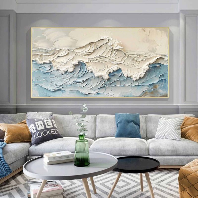 Palette Knife Textured Ocean Canvas Art