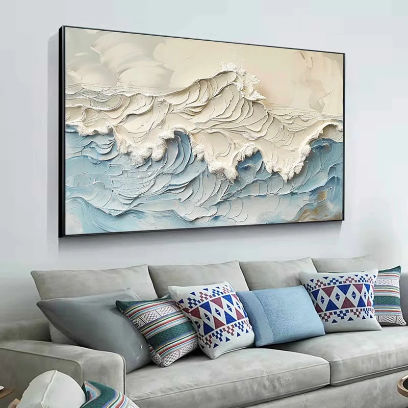 Palette Knife Textured Ocean Canvas Art