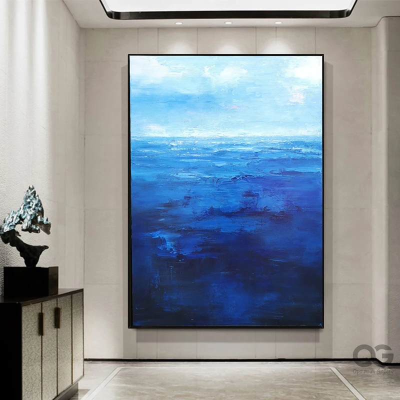 Textured Beach Landscape Painting: Turquoise Ocean Acrylic Art