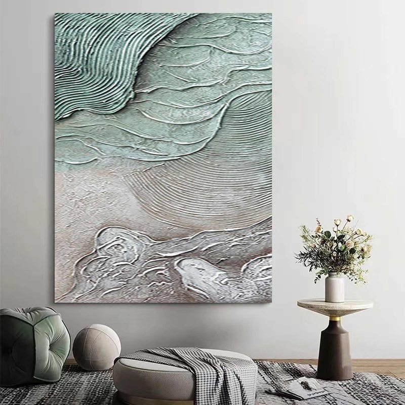 Blue and Gold Abstract Ocean Painting