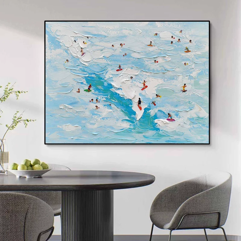 Large Textured Ocean Art for Living Rooms