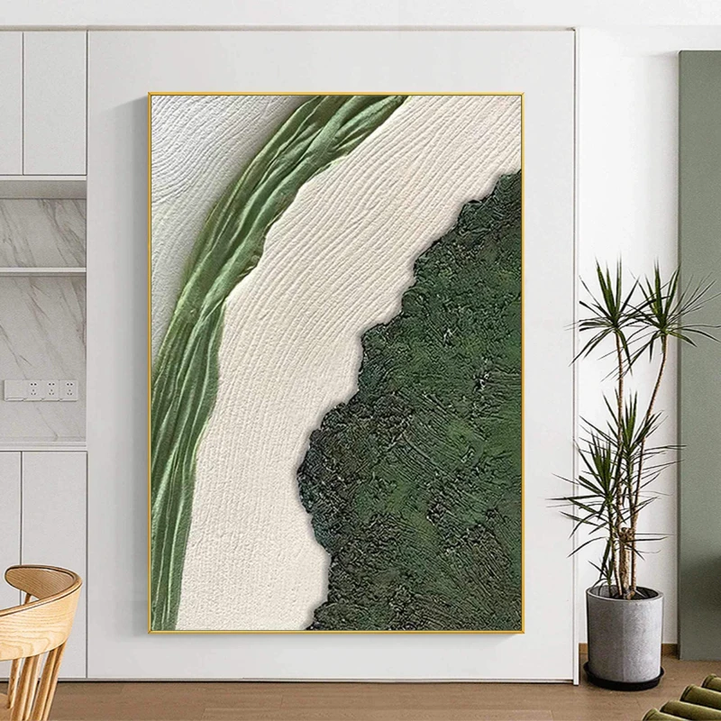 3D Textured Coastal Wall Art: Framed Green Beach Canvas Decor
