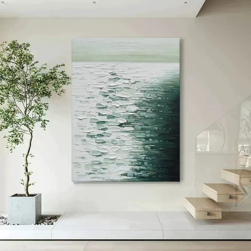 Framed Retro Beach Painting for Living Room
