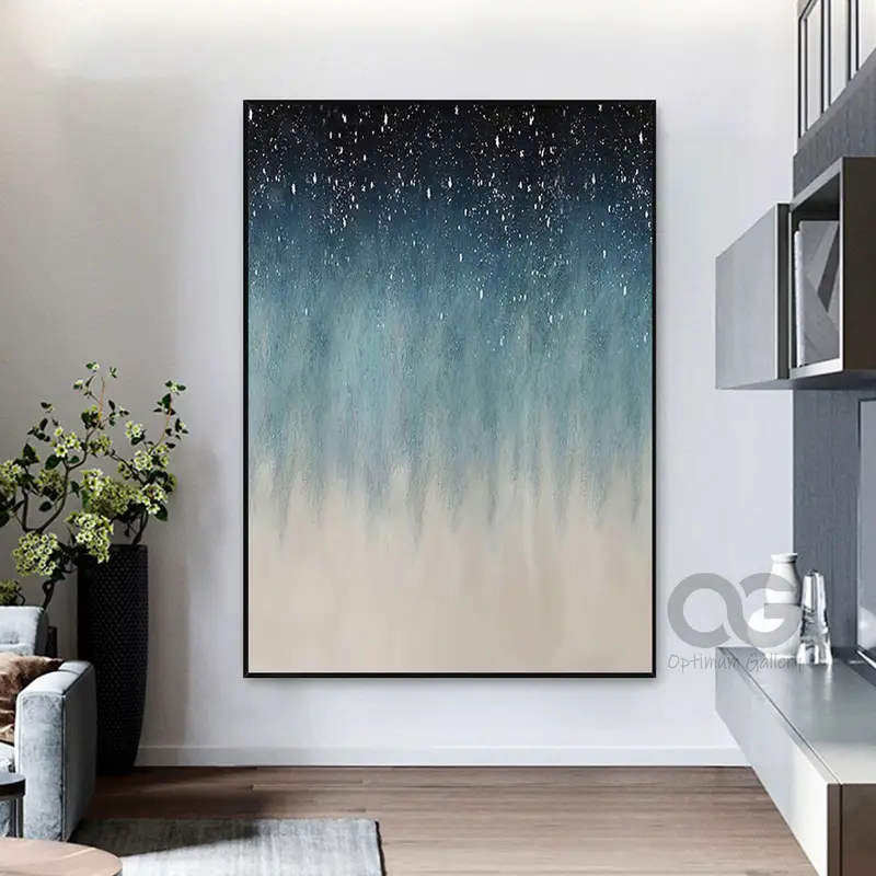 Textured Ocean Acrylic Painting: Framed Coastal Wall Art Decor