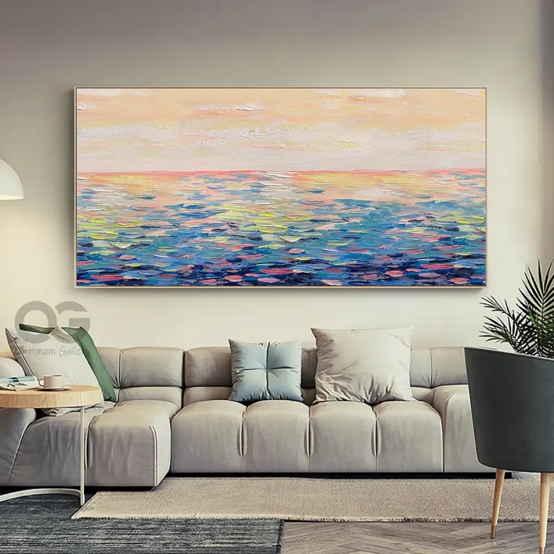 Large 3D Textured Ocean Painting: Coastal Canvas Home Decor