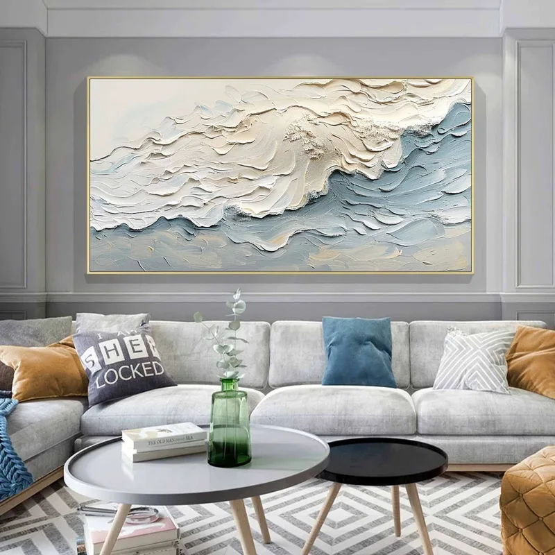 Minimalist Ocean Wave Art for Bedrooms