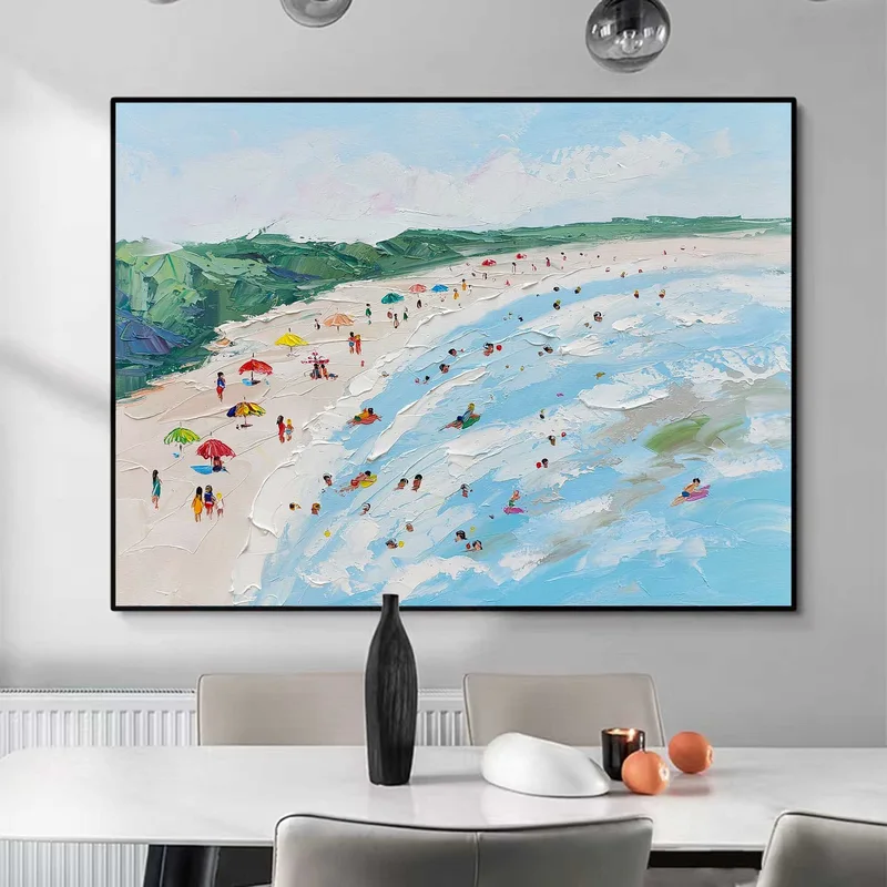 Custom Beige Textured Ocean Wall Art