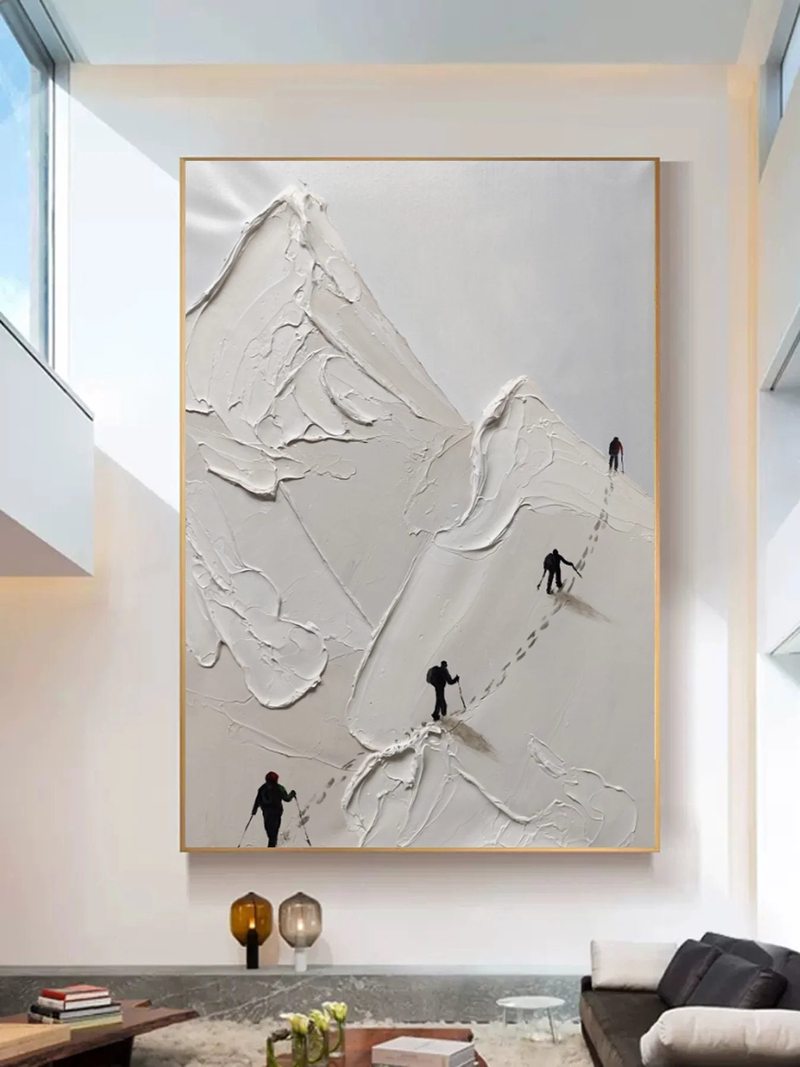 Large Textured Beige Beach Painting