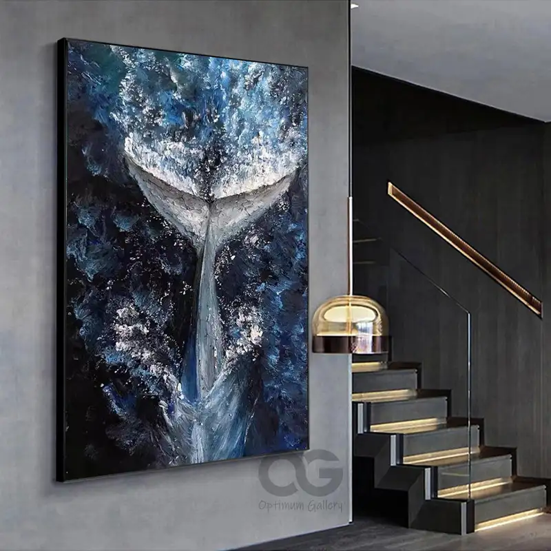 Abstract Canoe on Beach Painting: Original Boat Canvas Home Decor