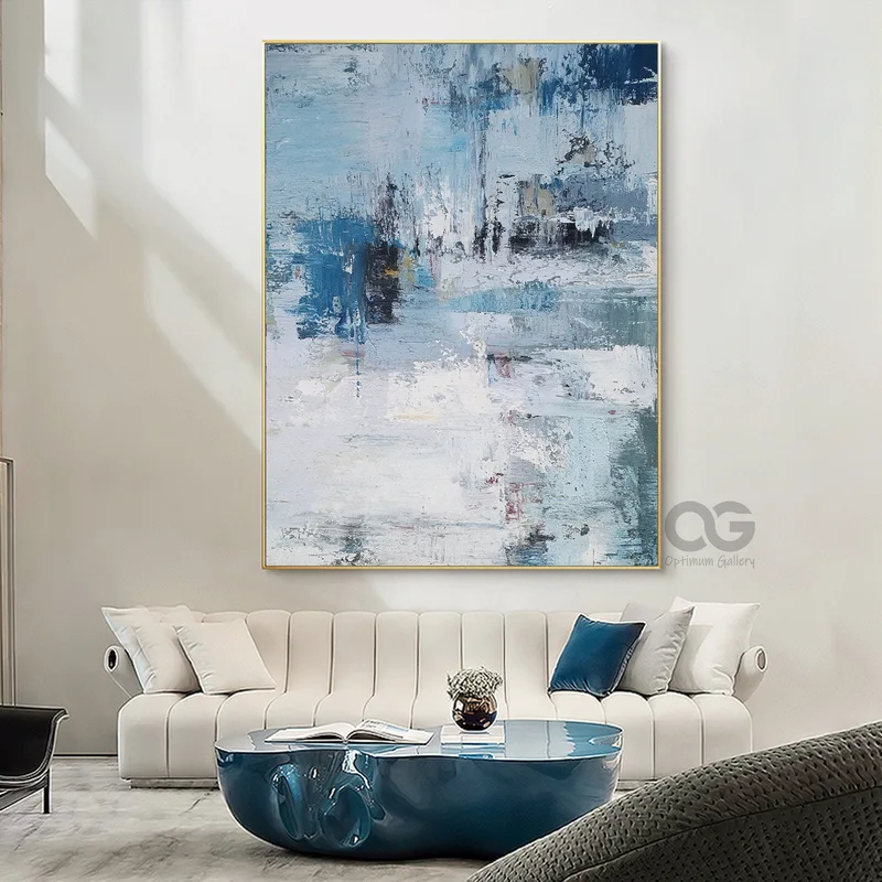 Blue Whale Modern Painting on Canvas for Underwater Life Decor