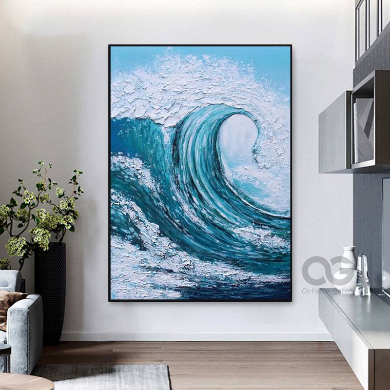 Black and White Textured Ocean Art