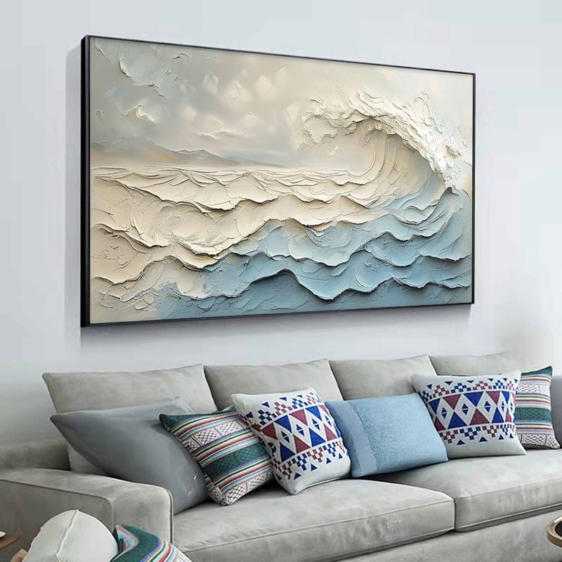 White Wave Canvas Art for Home Walls