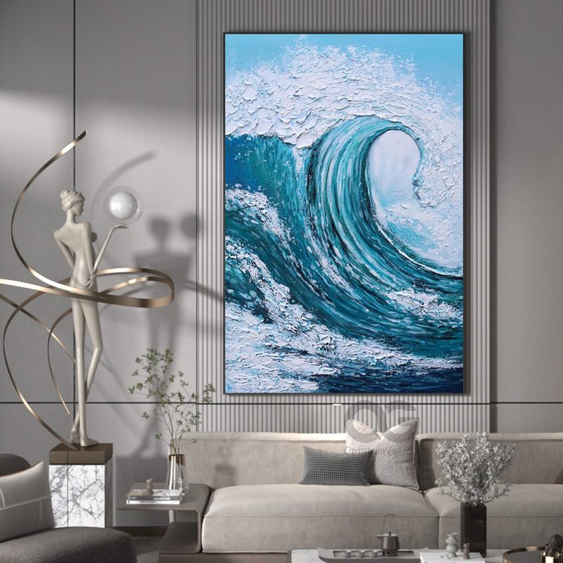 Black and White Textured Ocean Art