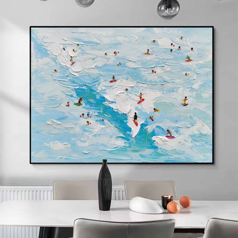 Large Textured Ocean Art for Living Rooms