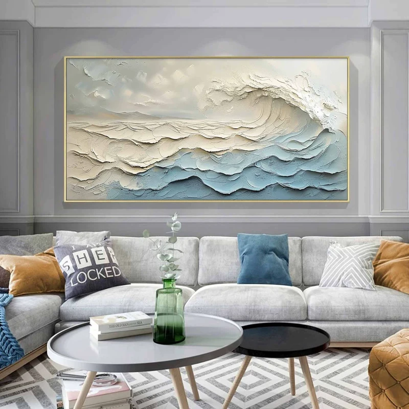 White Wave Canvas Art for Home Walls