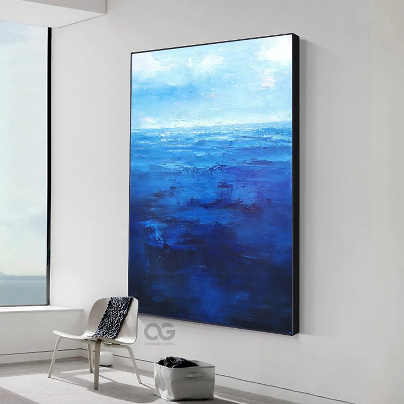 Textured Beach Landscape Painting: Turquoise Ocean Acrylic Art