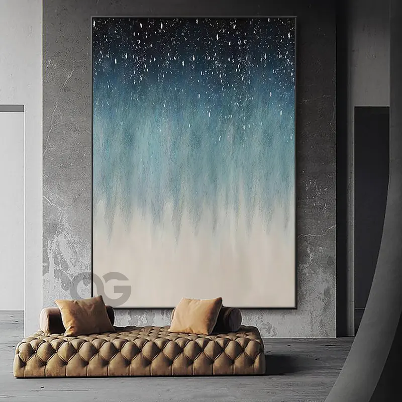 Textured Ocean Acrylic Painting: Framed Coastal Wall Art Decor