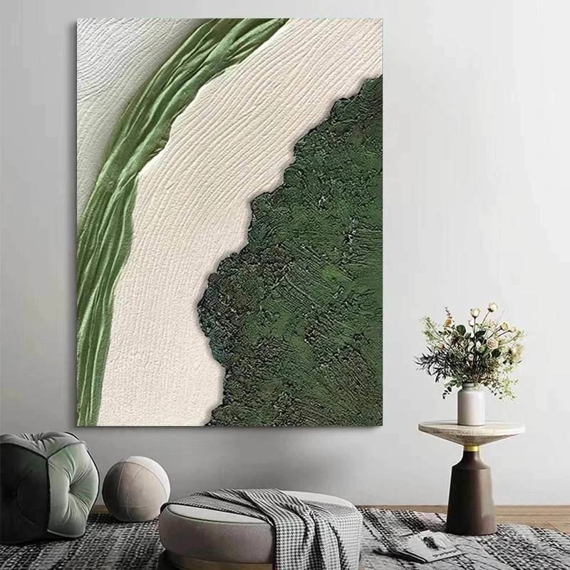 3D Textured Coastal Wall Art: Framed Green Beach Canvas Decor