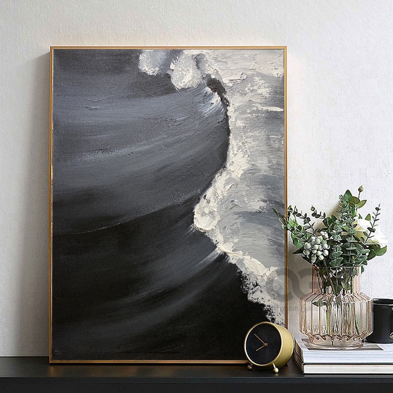 Large Black and White Ocean Wall Art