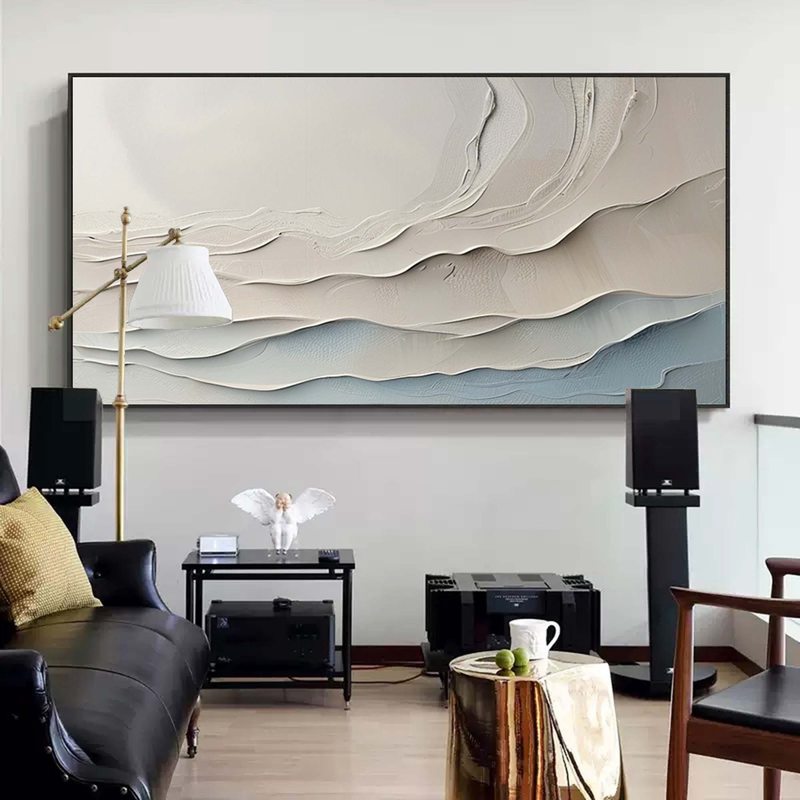 Textured White Wave Painting for Homes