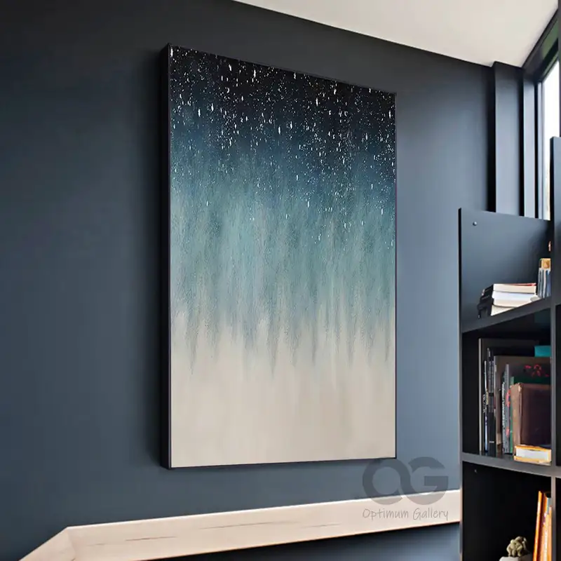 Textured Ocean Acrylic Painting: Framed Coastal Wall Art Decor