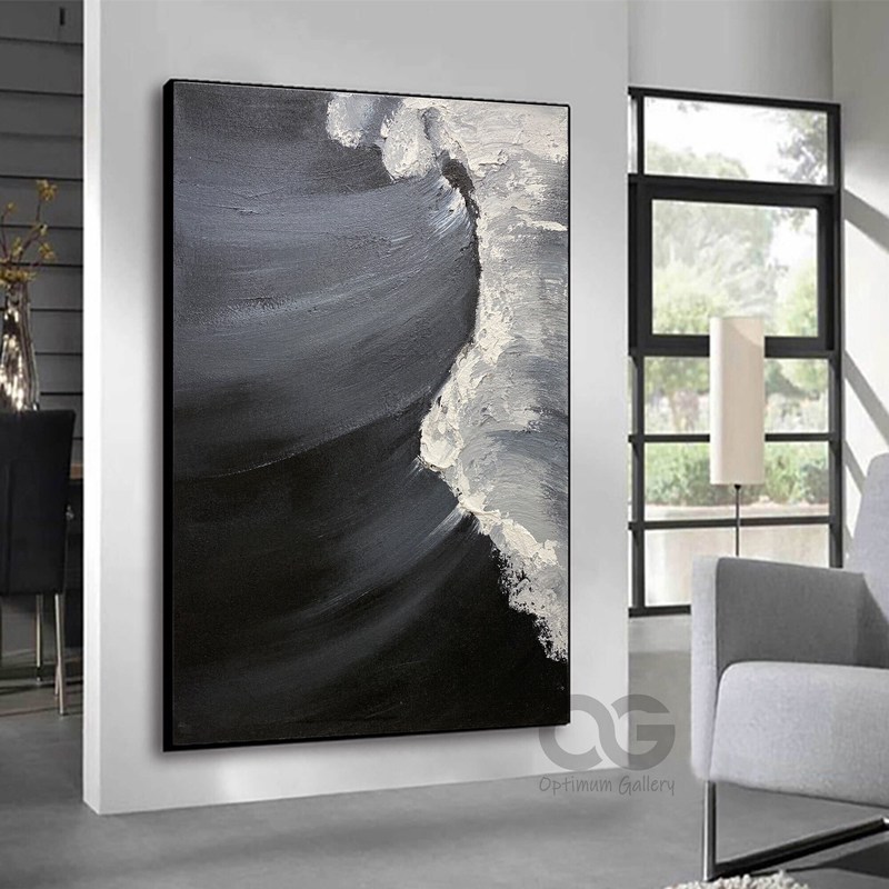Large Black and White Ocean Wall Art