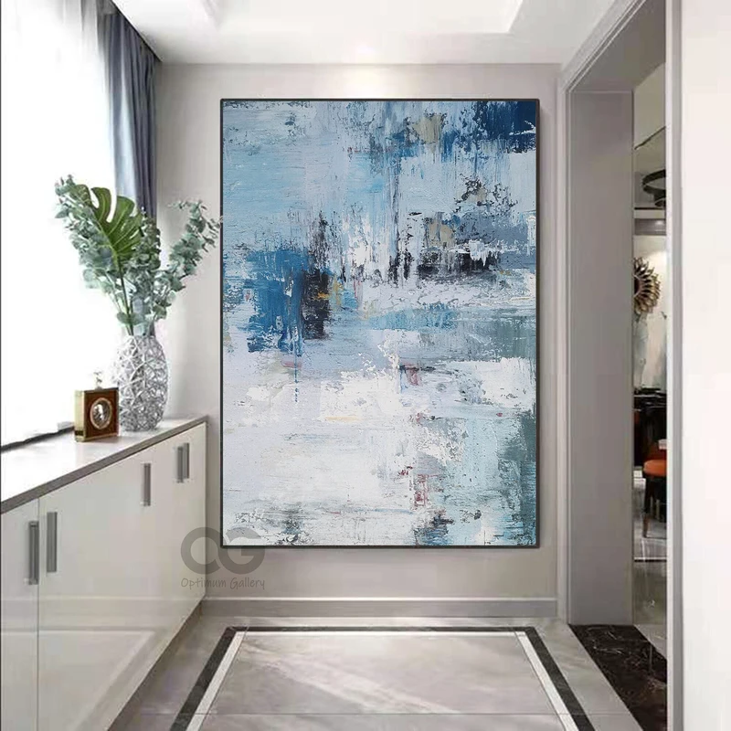 Blue Whale Modern Painting on Canvas for Underwater Life Decor