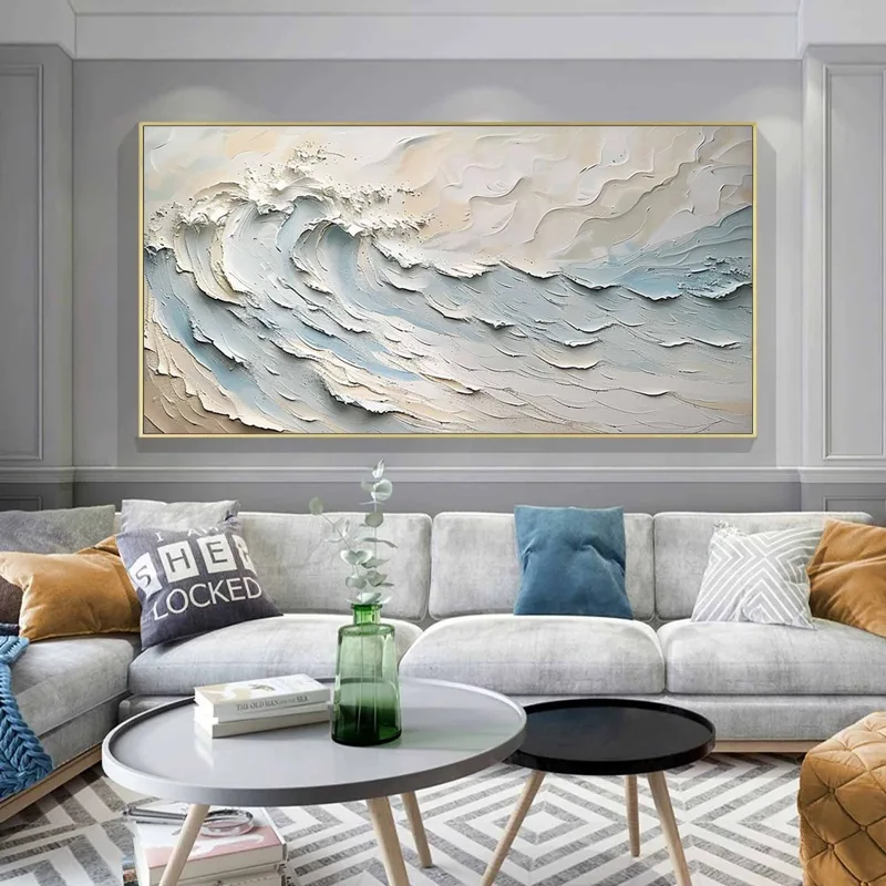 Handmade Blue Ocean Canvas Wall Art