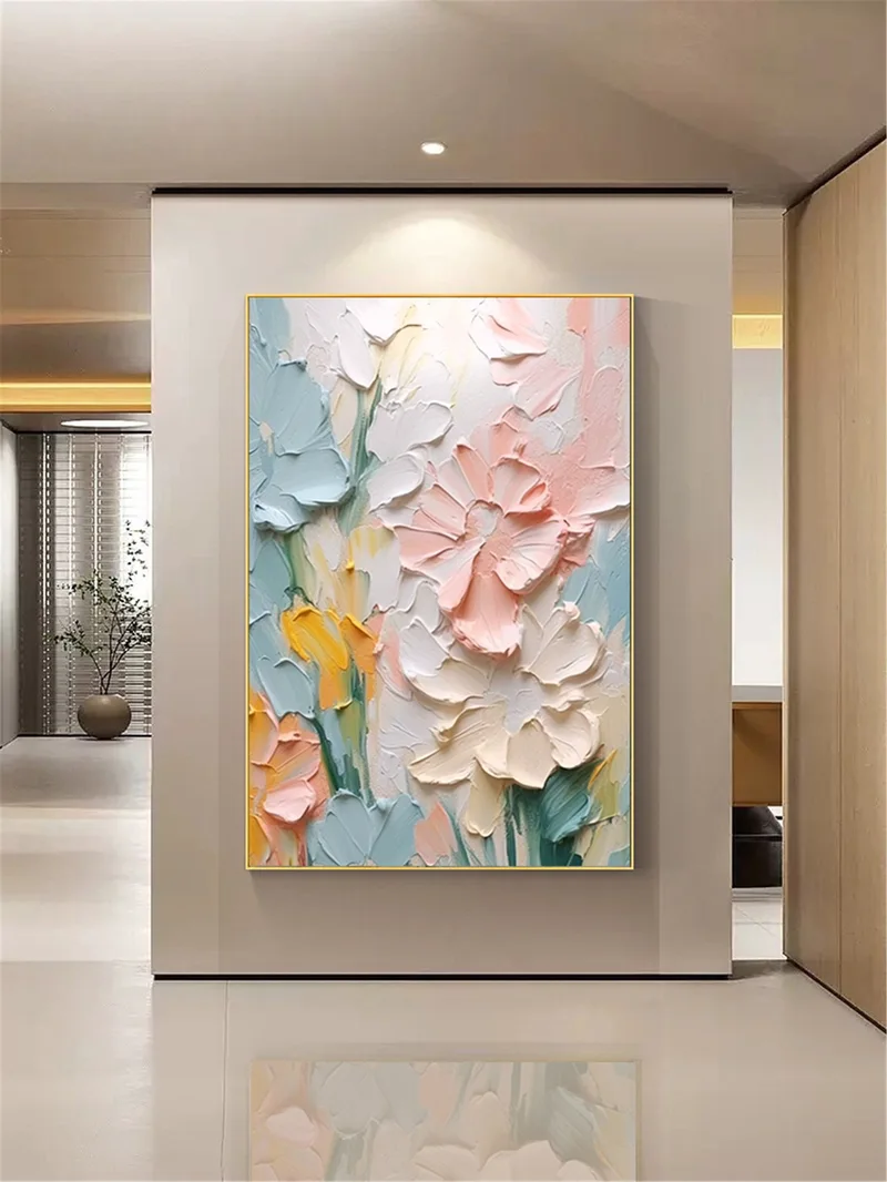 Floral Wall Art 3D Textured Acrylic Canvas Painting for Wall Decor
