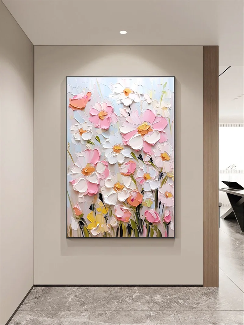 Flower Wall Art 3D Textured Acrylic Canvas Painting for Wall Display