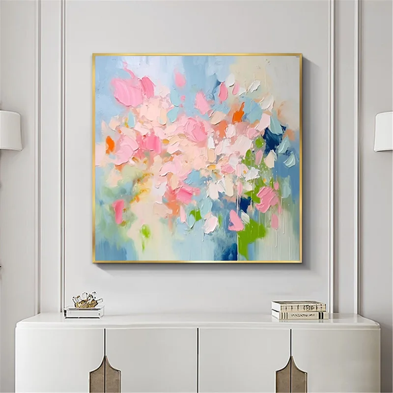 Flower Painting Abstract Acrylic Canvas Art for Home Wall Display