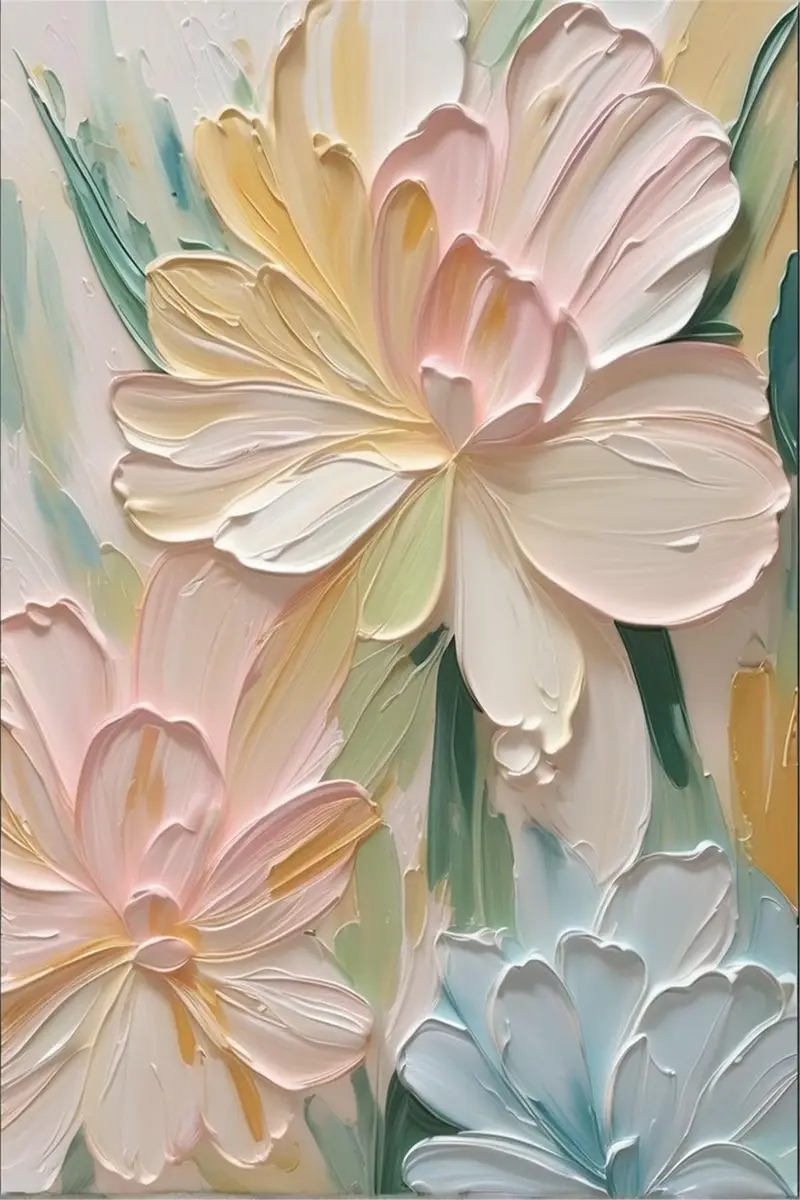 3D Acrylic Flower Painting Framed Wall Art for Living Room Design