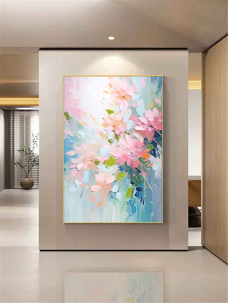 3D Flower Painting on Canvas Textured Acrylic Art for Living Room