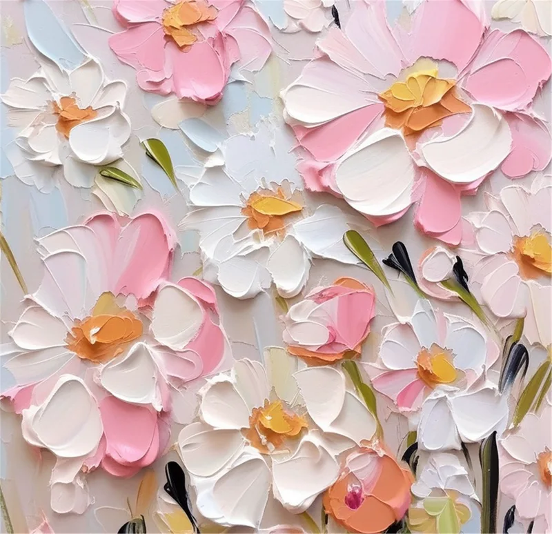 Flower Wall Art 3D Textured Acrylic Canvas Painting for Wall Display