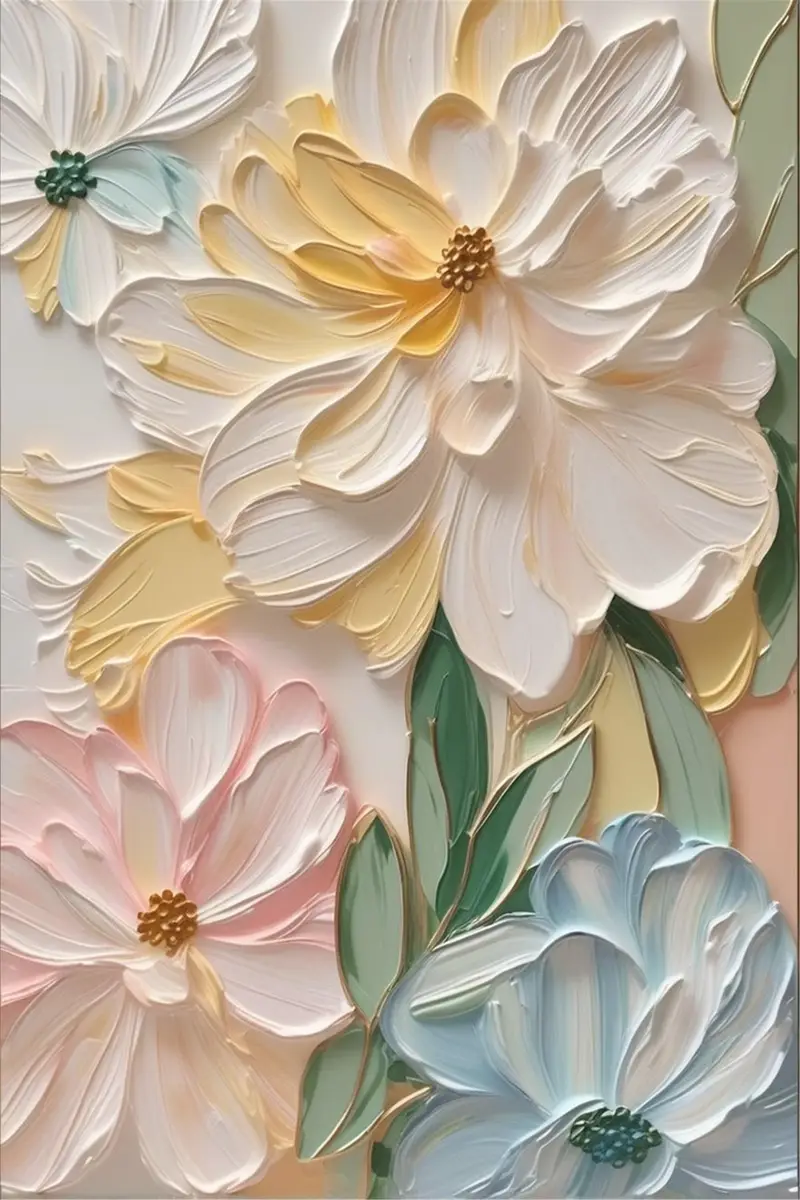 Floral Abstract Painting 3D Textured Artwork on Canvas for Unique Decor