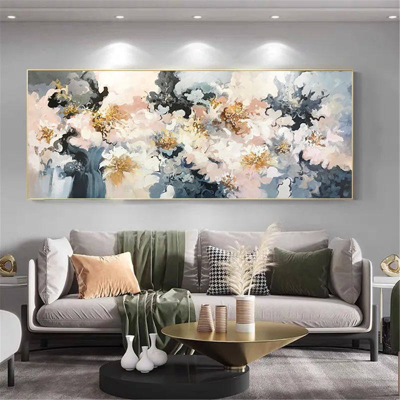 Floral Wall Art Canvas Painting with 3D Textured Acrylic Finish