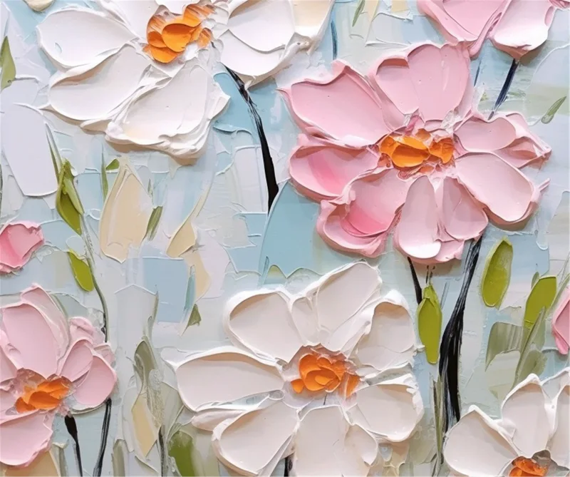 Abstract Floral Art Acrylic Painting on Canvas for Unique Wall Decor