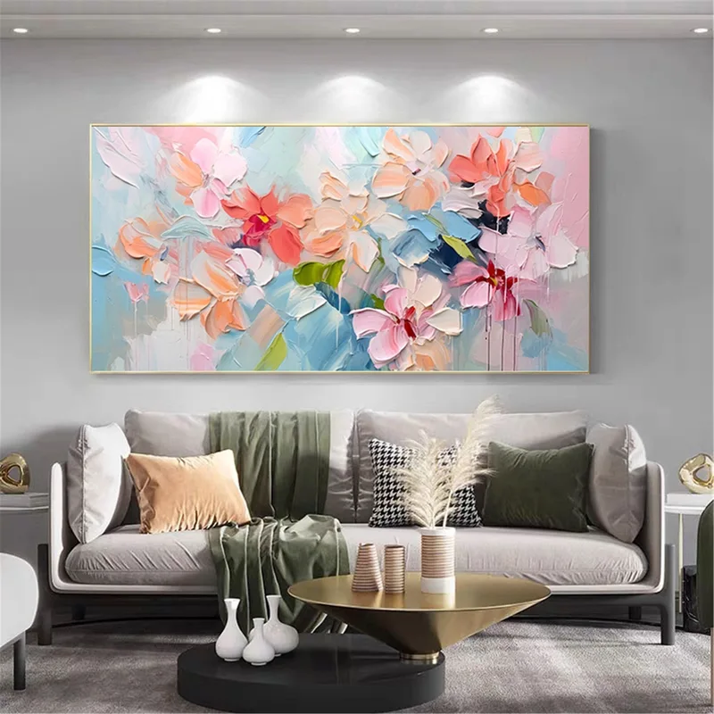 Floral Art 3D Textured Painting on Canvas for Modern Wall Decor