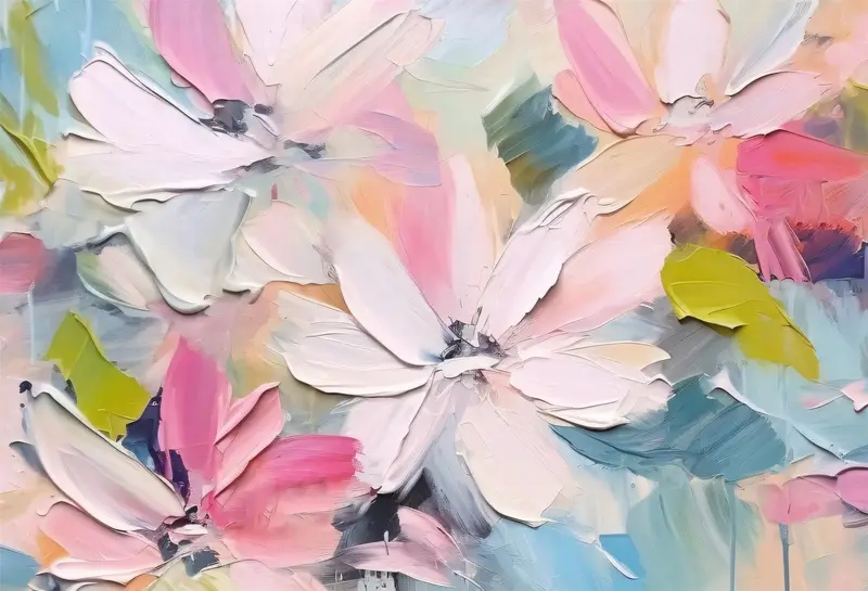 Original Floral Art Acrylic Canvas Painting for Living Room Walls