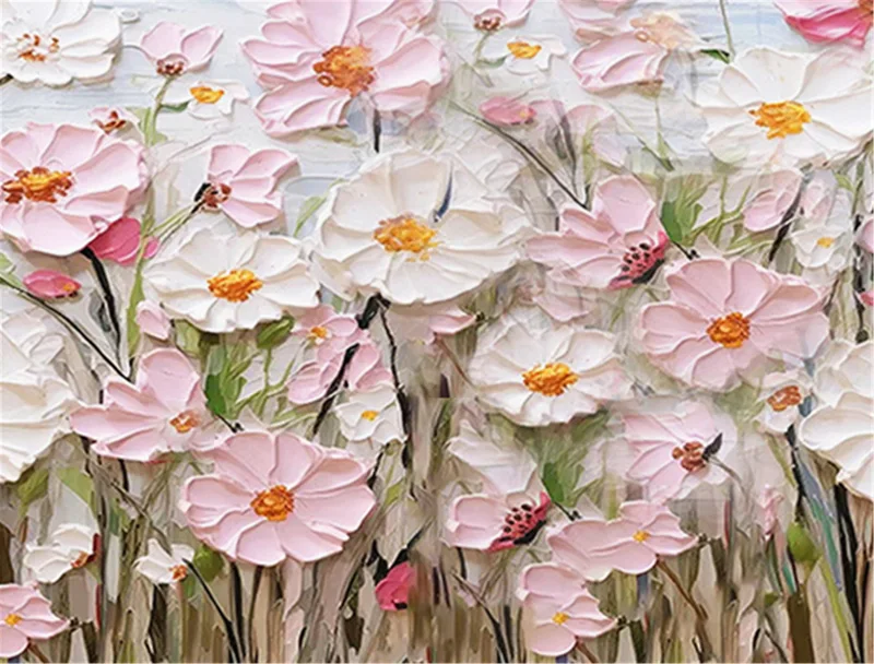 Abstract Flower Painting Acrylic Canvas Art with Textured Finish