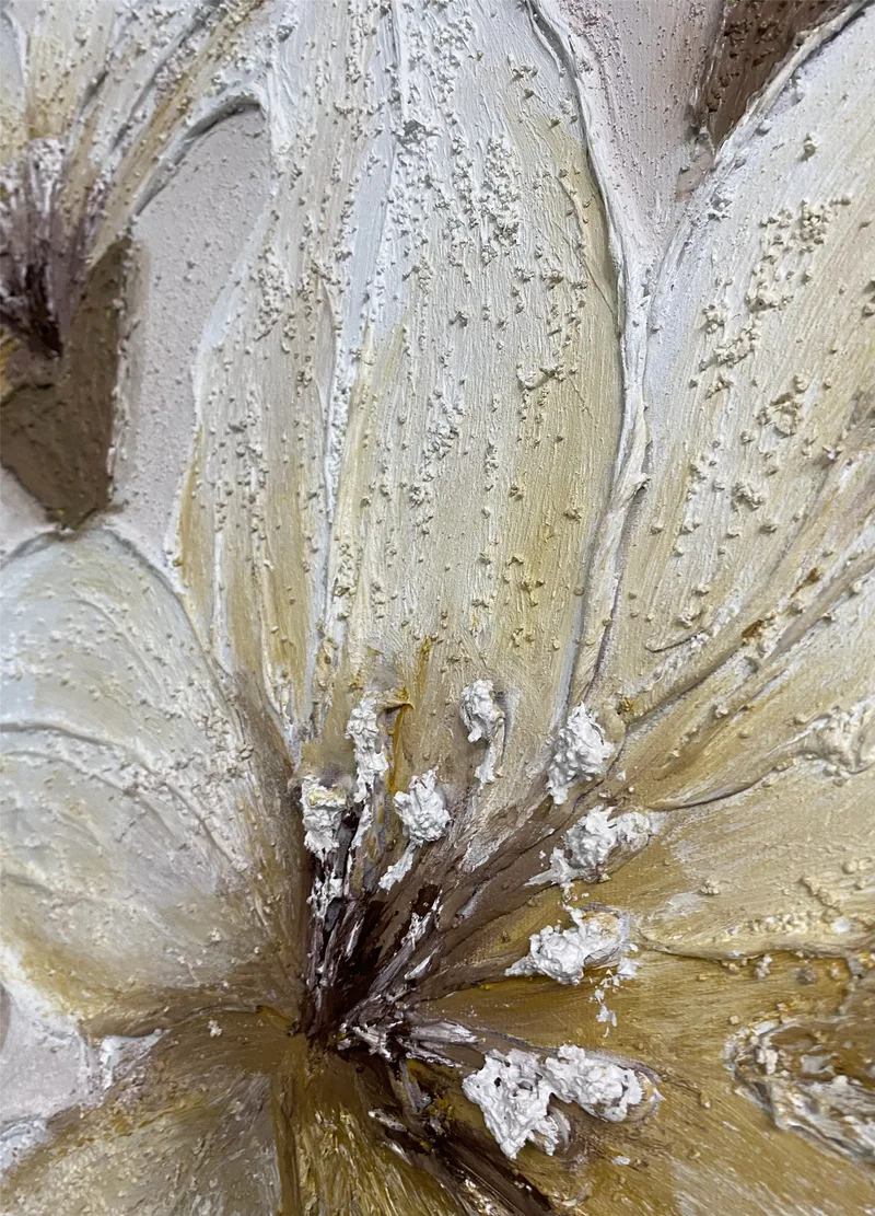 Floral Wall Art Textured Acrylic Painting on Canvas for Wall Display