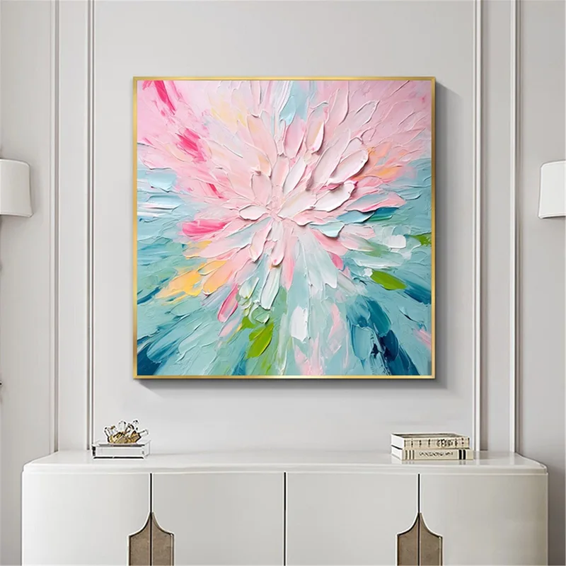 Flower Wall Art Textured Canvas Painting for Home Wall Decoration