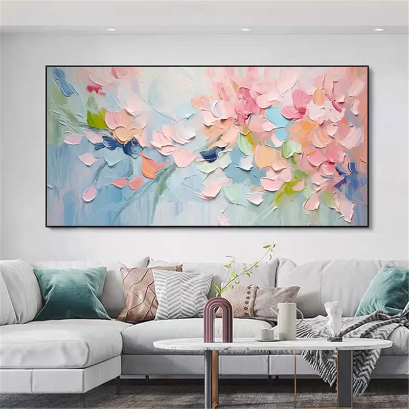 Abstract Flower Wall Art 3D Textured Canvas Painting for Home Decor