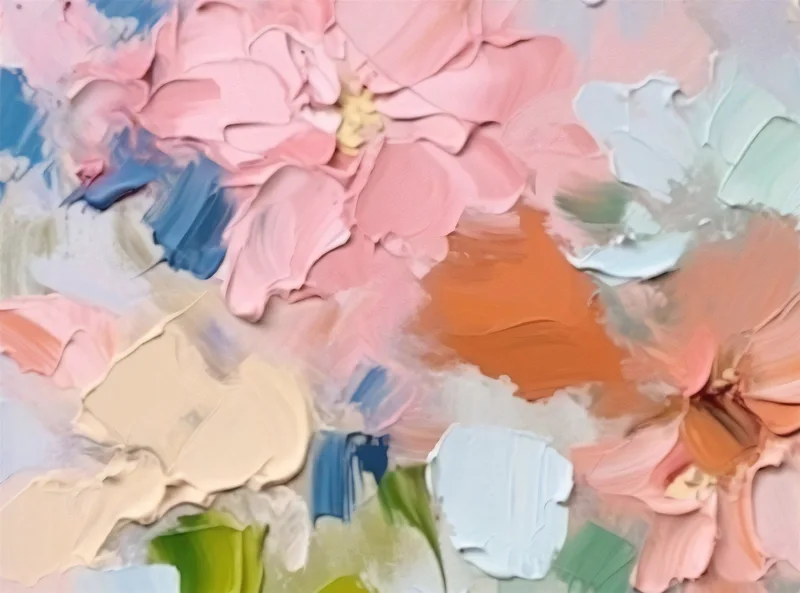Floral Wall Art Pink Flower Painting on Canvas for Modern Walls