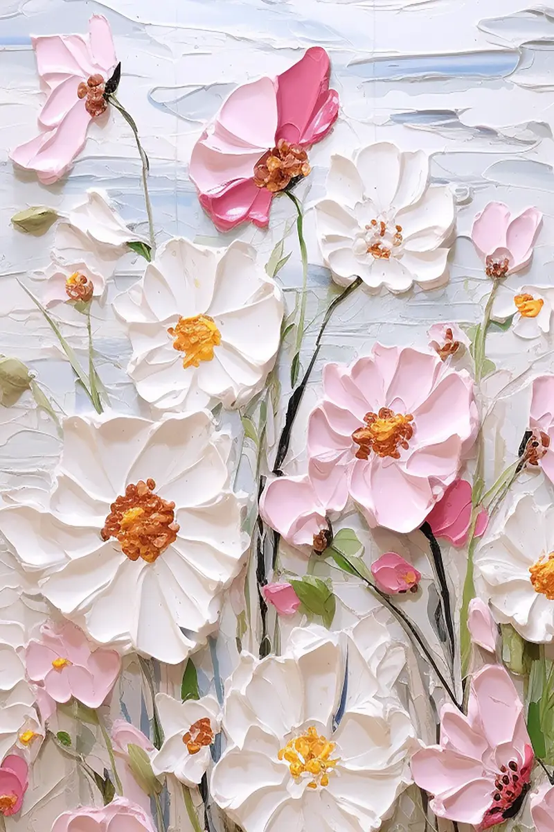 3D Textured Flower Painting on Canvas – Custom Art for Wall Decor