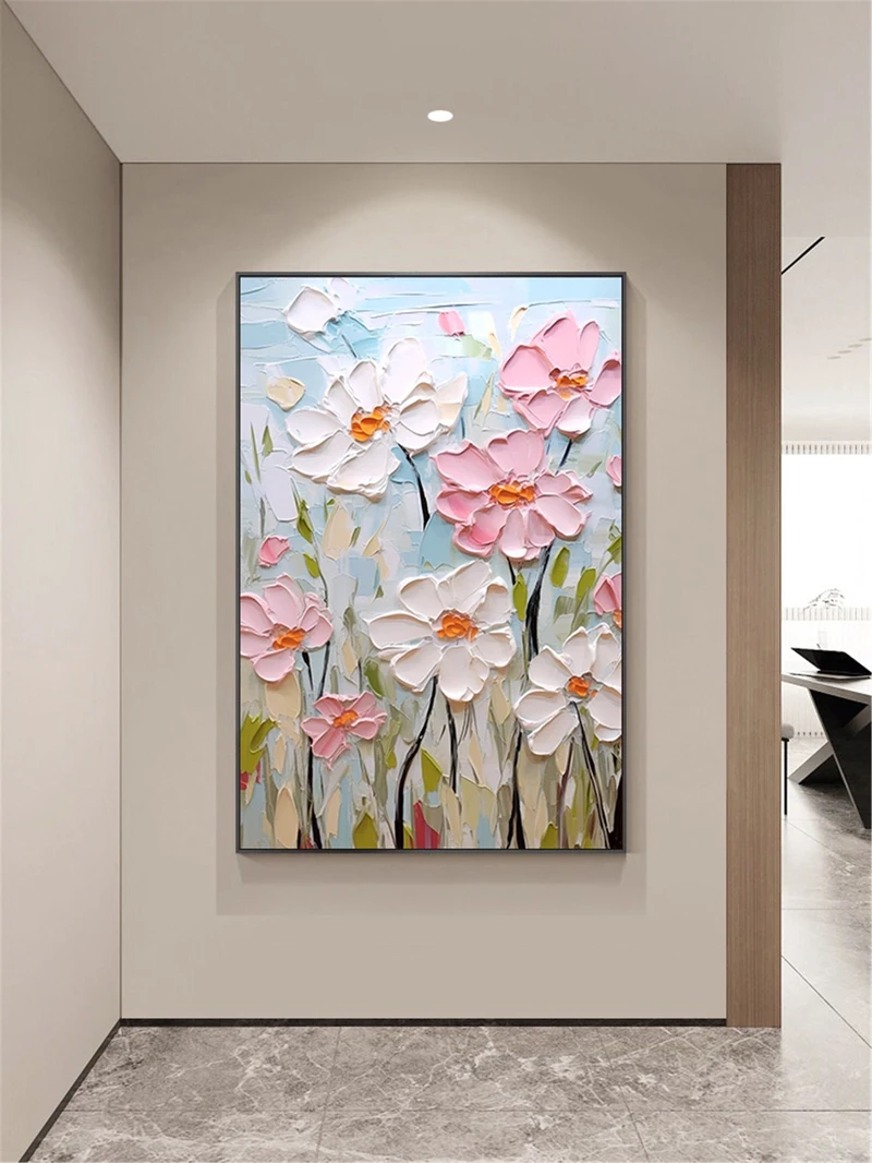 Abstract Floral Art Acrylic Painting on Canvas for Unique Wall Decor