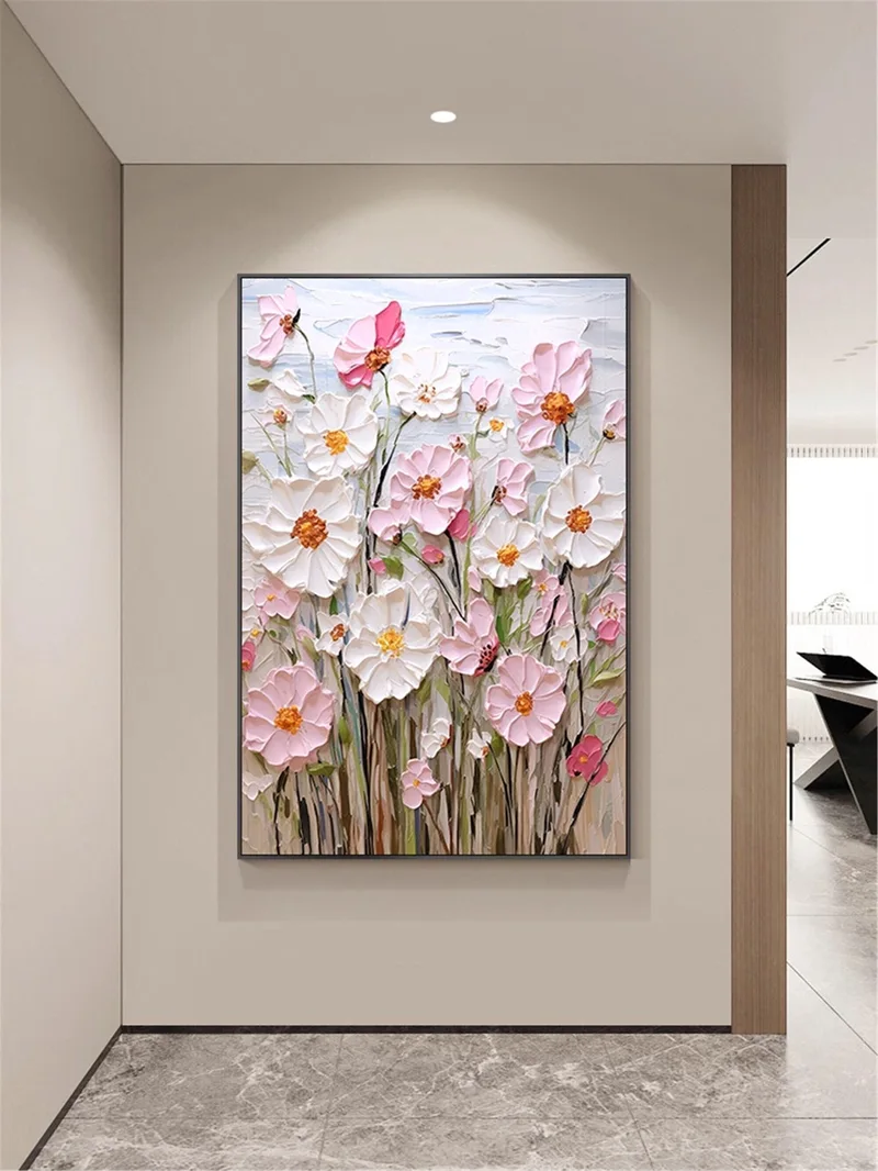 3D Textured Flower Painting on Canvas – Custom Art for Wall Decor