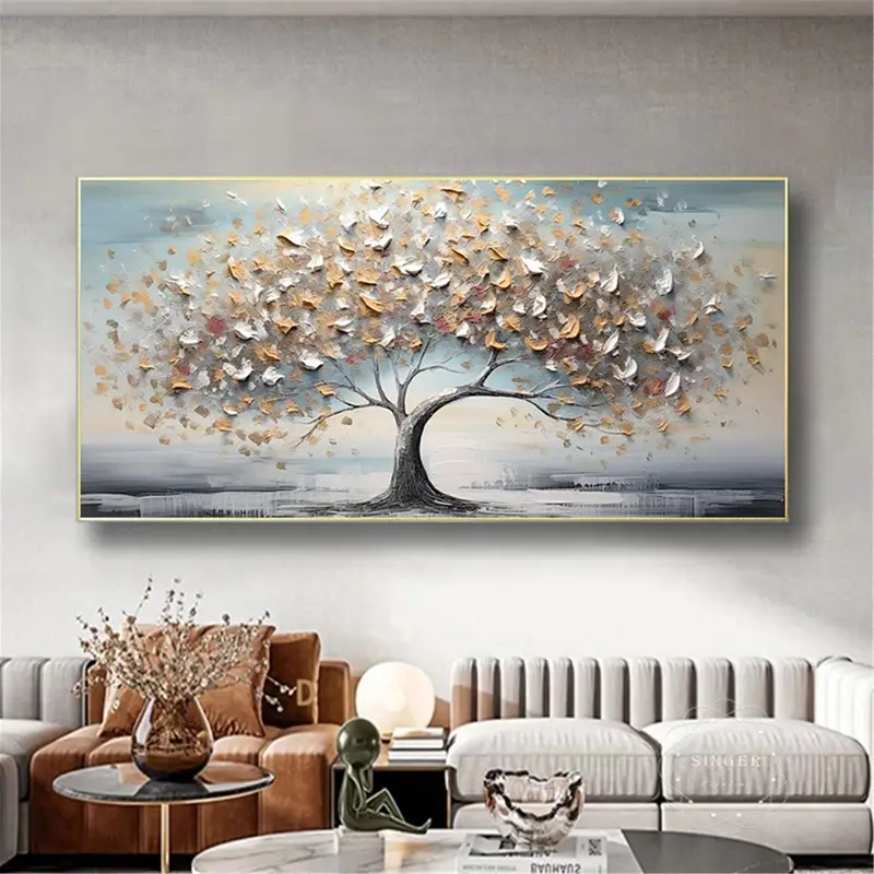 Pink Floral Painting Textured Acrylic Canvas Art for Living Room