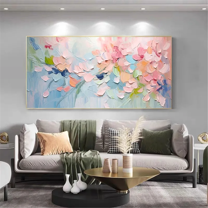 Abstract Flower Wall Art 3D Textured Canvas Painting for Home Decor